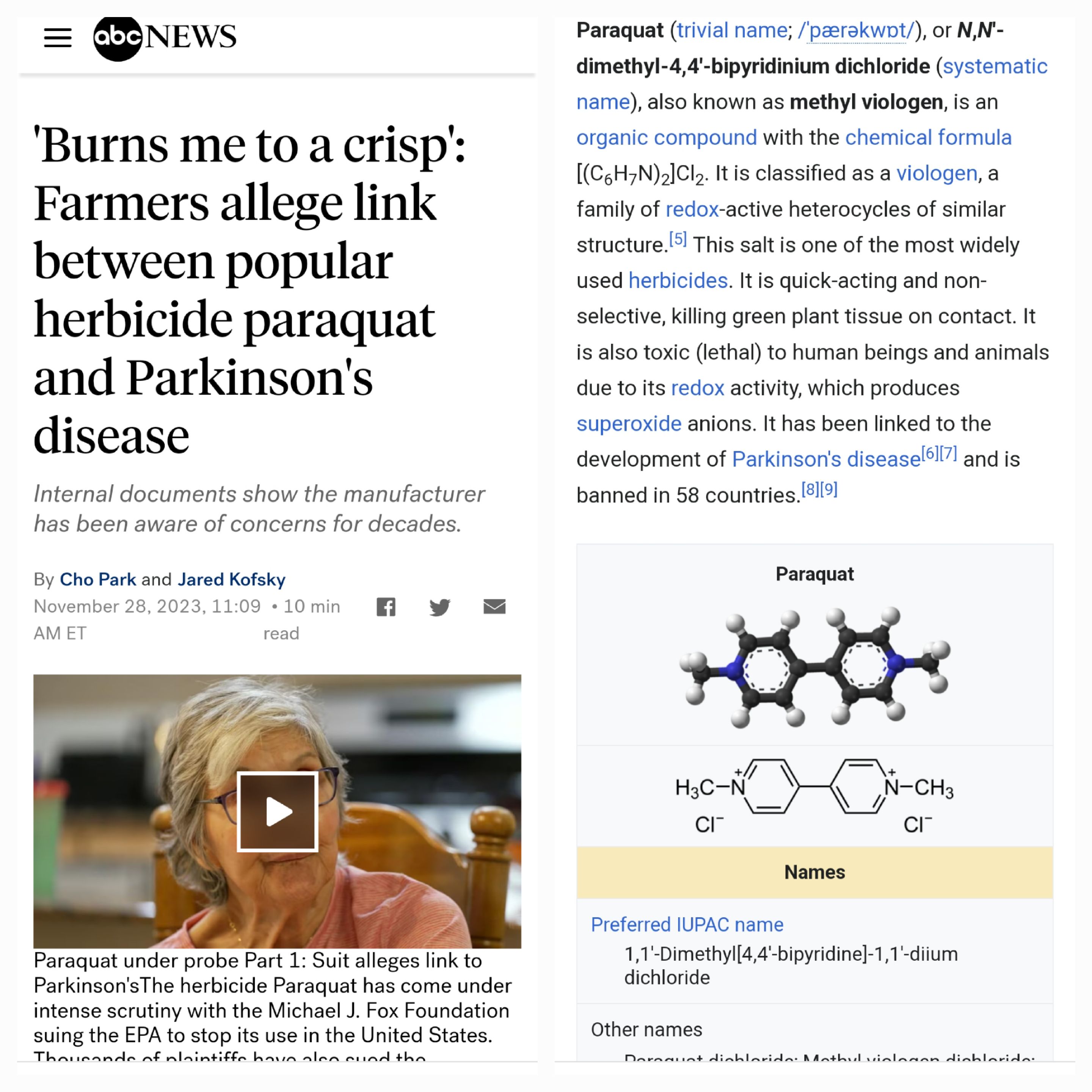 Use of paraquat on Moong is questionable,banned in 58 countries, the non selective herbicide has alleged link with Parkinson's disease 