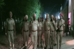 Flag march by police force ahead of panchayat polls.