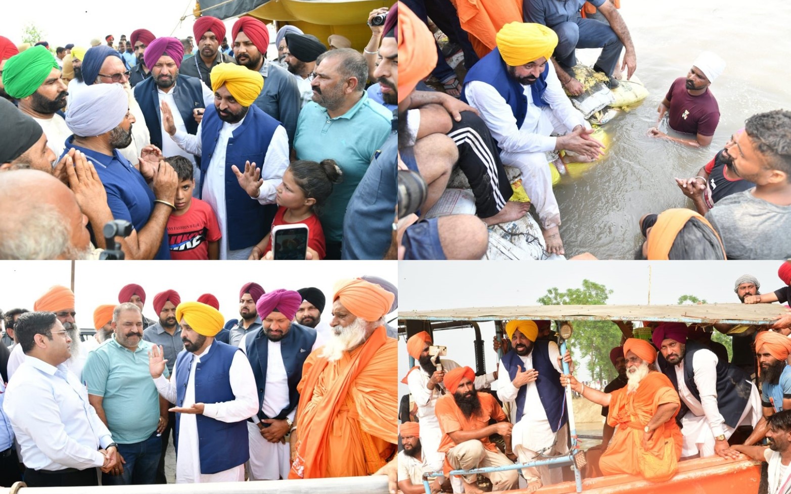 CM inspects work of repairing Dhussi Bandh at village Mandala Channa, announces  free saplings of paddy to  farmers